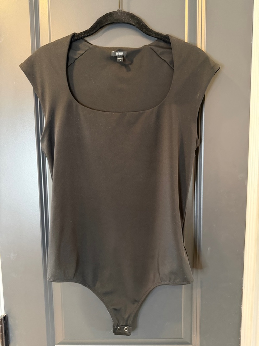 Express Black Scoop Neck Cap Sleeve Bodysuit